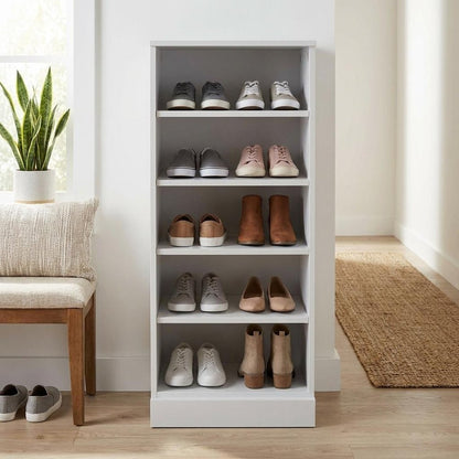 Coffee Ten Pair Solid WoodShoe Storage Cabinet