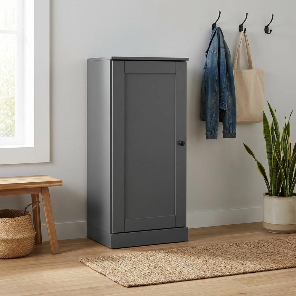 Gray Ten Pair Solid WoodShoe Storage Cabinet — view 1