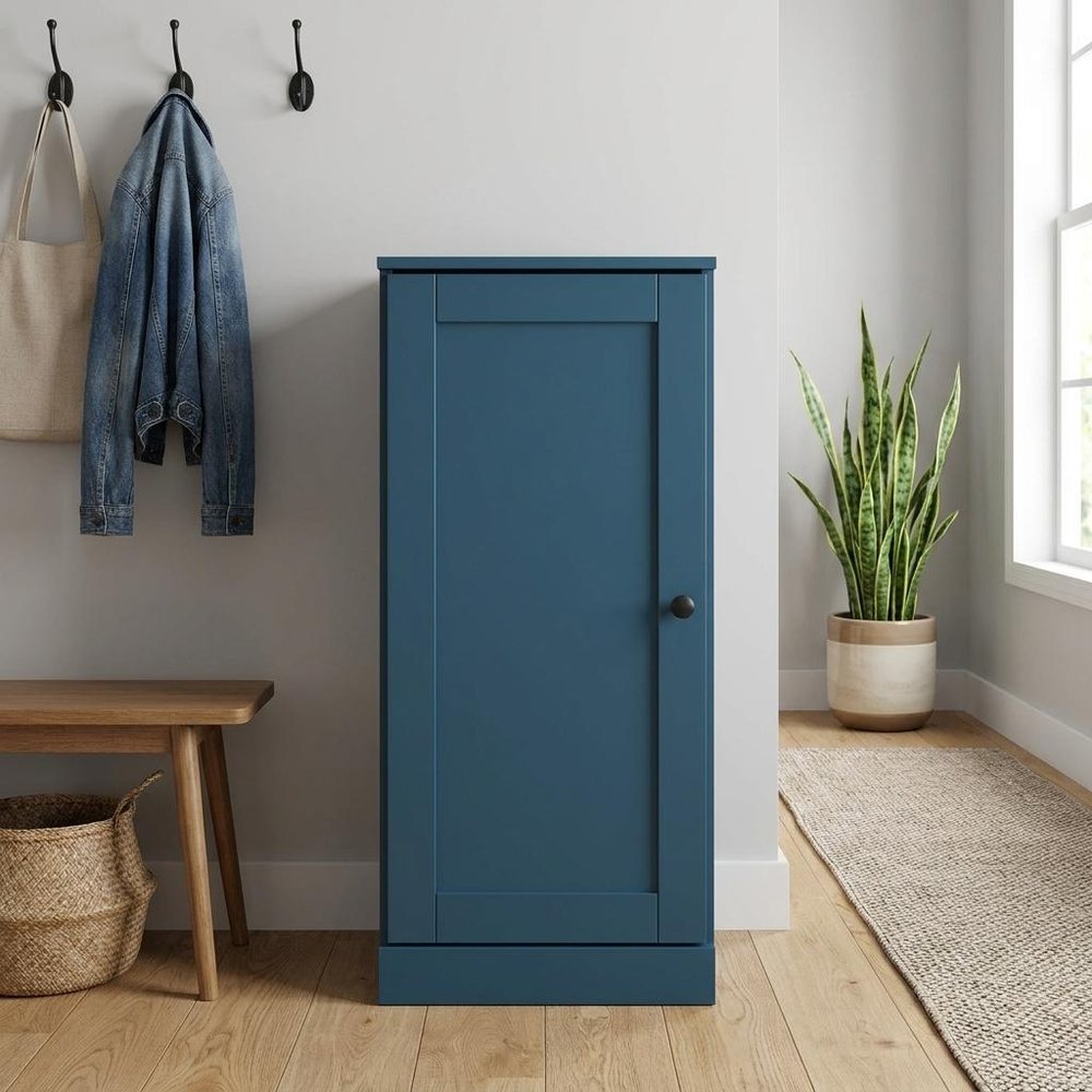 Teal Blue Ten Pair Solid WoodShoe Storage Cabinet — view 1