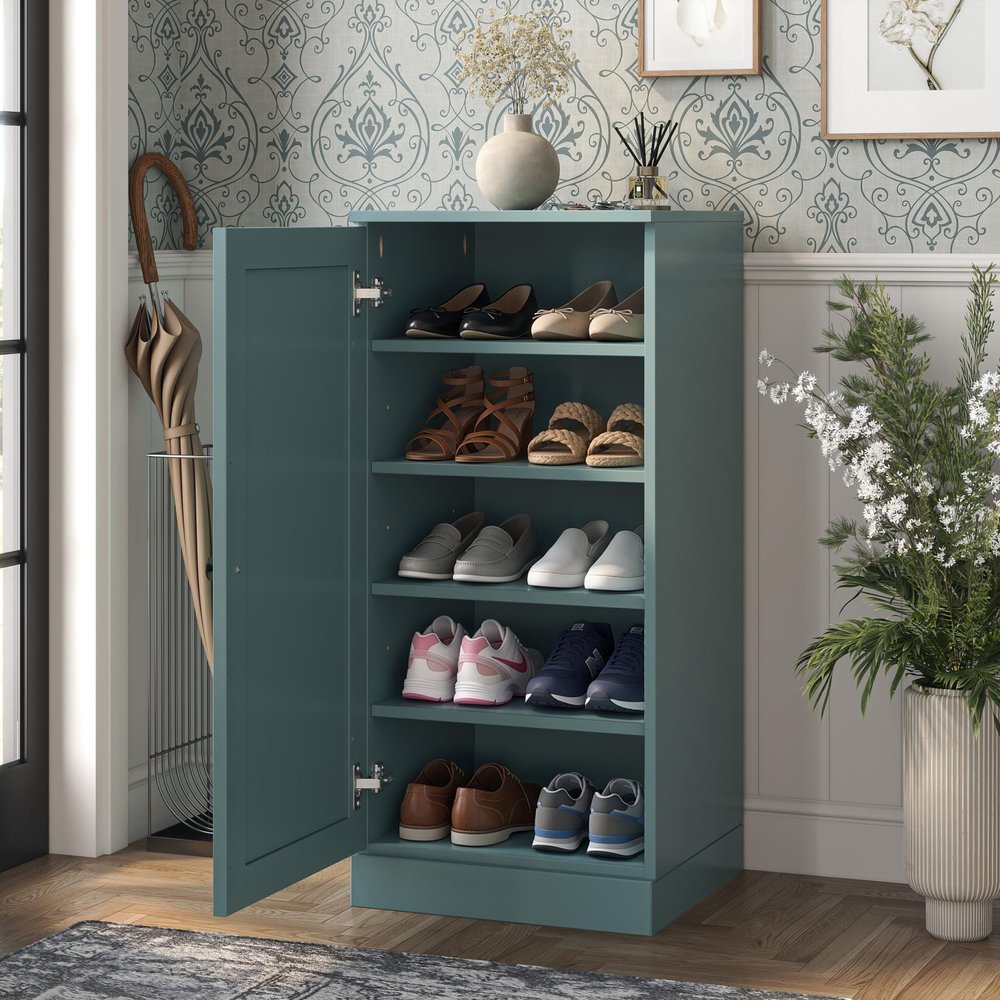 Aqua Ten Pair Solid WoodShoe Storage Cabinet HomeRoots