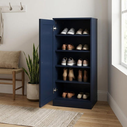 Navy Blue Ten Pair Solid WoodShoe Storage Cabinet HomeRoots