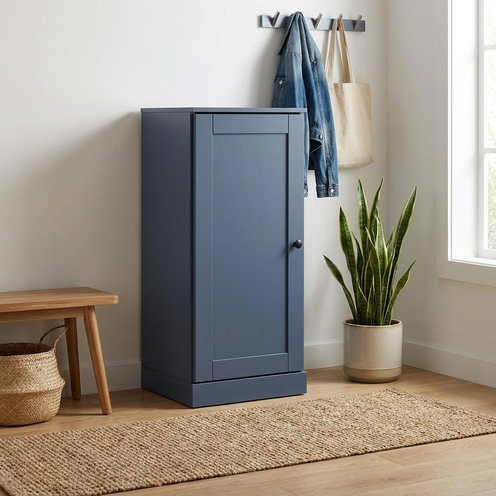French Blue Ten Pair Solid WoodShoe Storage Cabinet — view 1