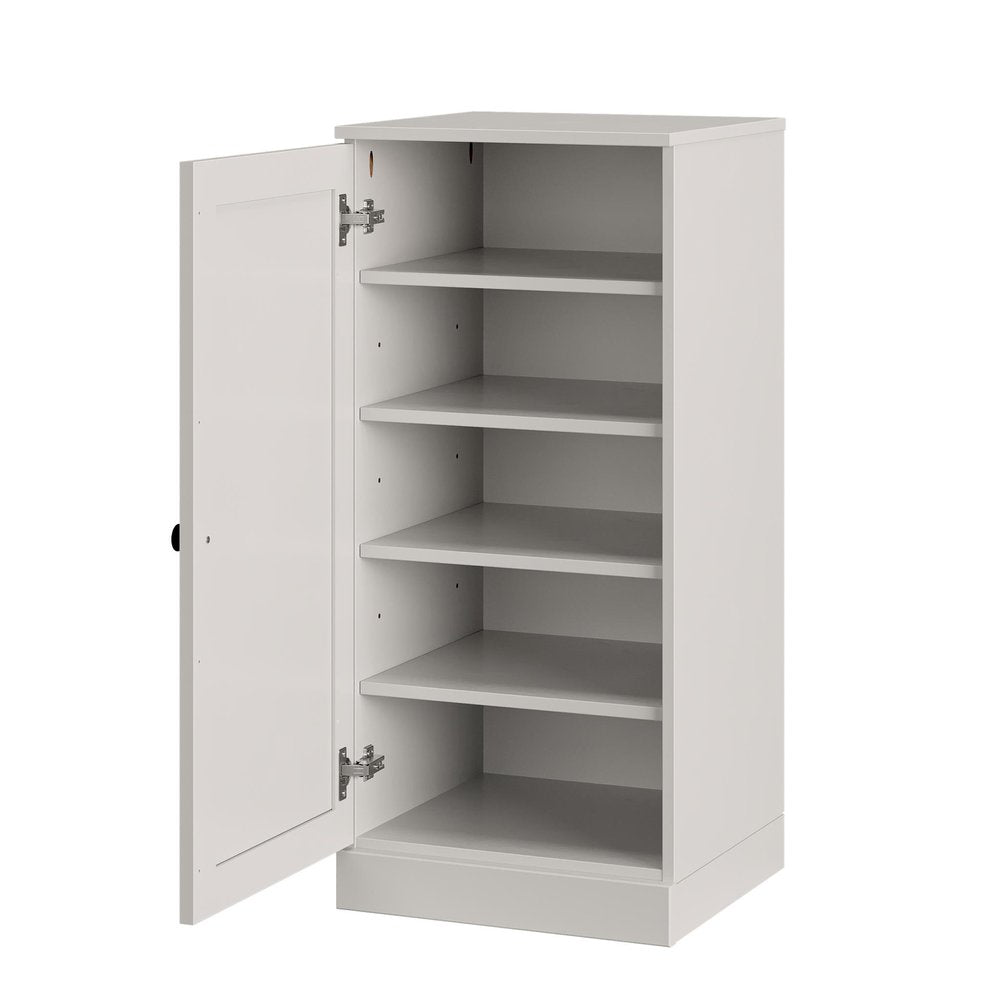 Off White Ten Pair Solid WoodShoe Storage Cabinet — view 2