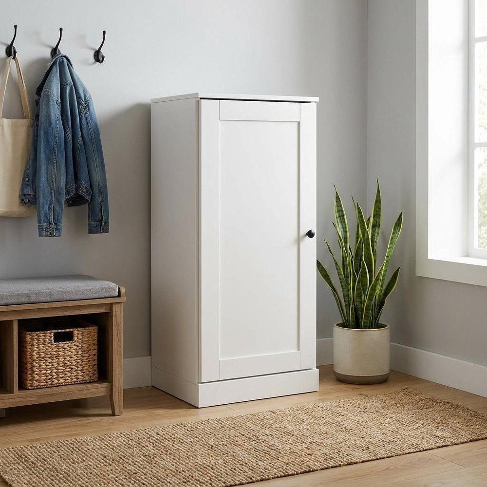 Off White Ten Pair Solid WoodShoe Storage Cabinet HomeRoots