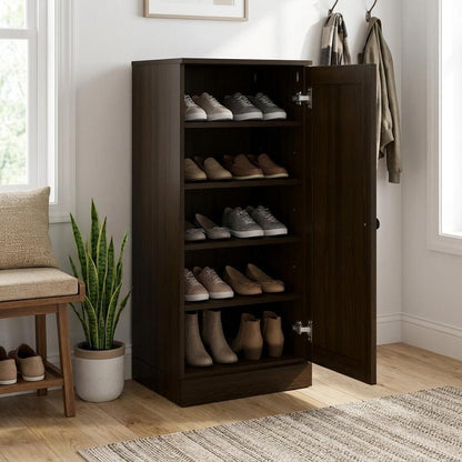 Espresso Ten Pair Solid WoodShoe Storage Cabinet HomeRoots