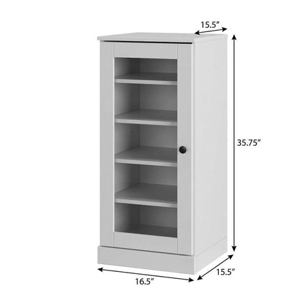 White Ten Pair Solid WoodShoe Storage Cabinet HomeRoots