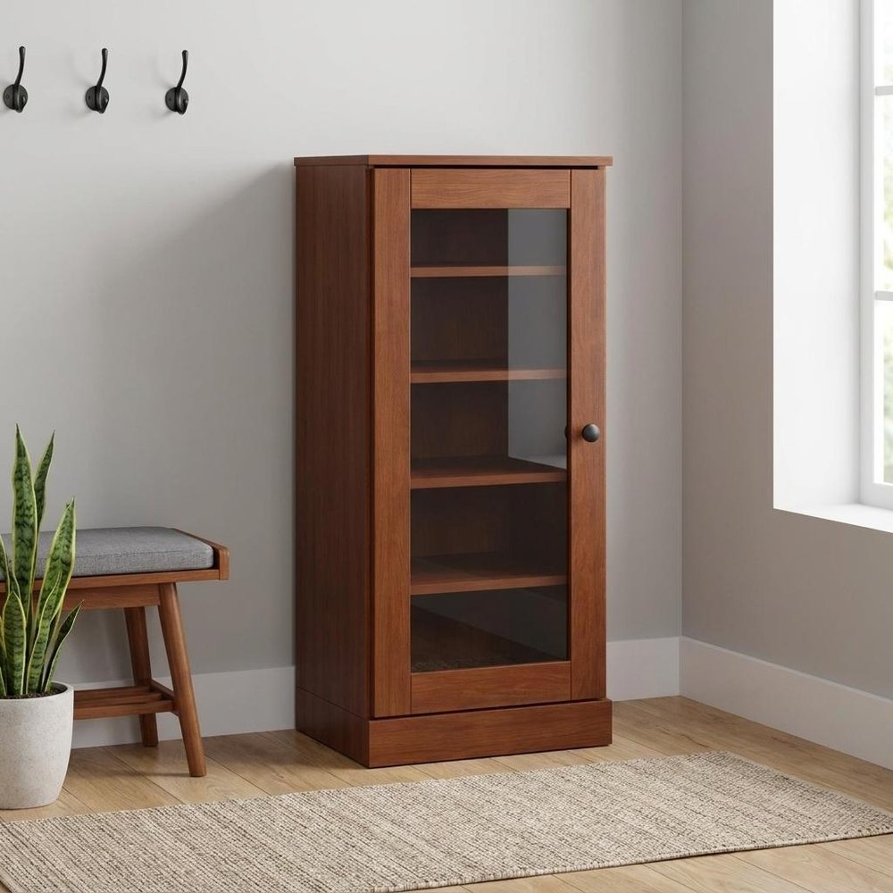 Coffee Ten Pair Solid WoodShoe Storage Cabinet — view 5