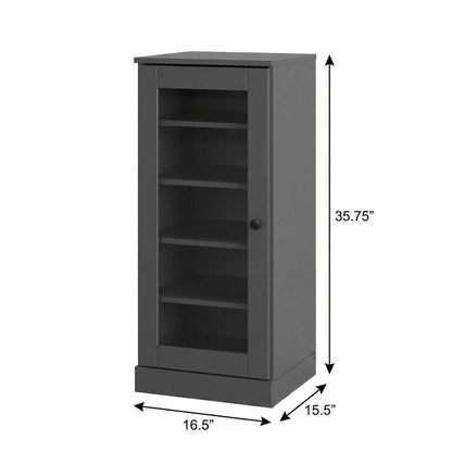 Gray Ten Pair Solid WoodShoe Storage Cabinet HomeRoots