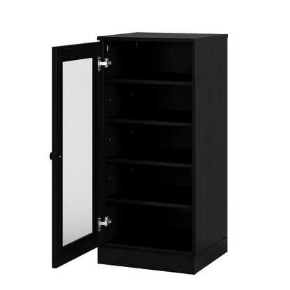 Black Ten Pair Solid WoodShoe Storage Cabinet