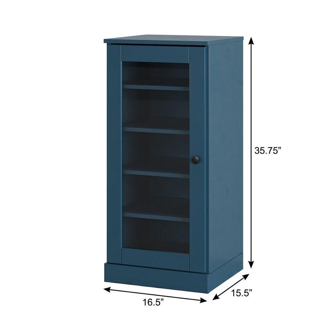 Teal Blue Ten Pair Solid WoodShoe Storage Cabinet — view 3