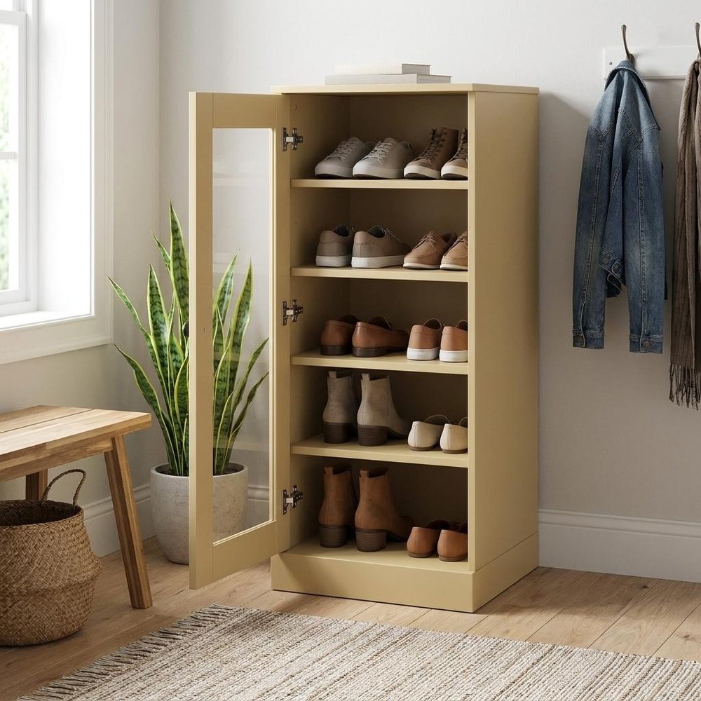 Yellow Ten Pair Solid WoodShoe Storage Cabinet — view 5