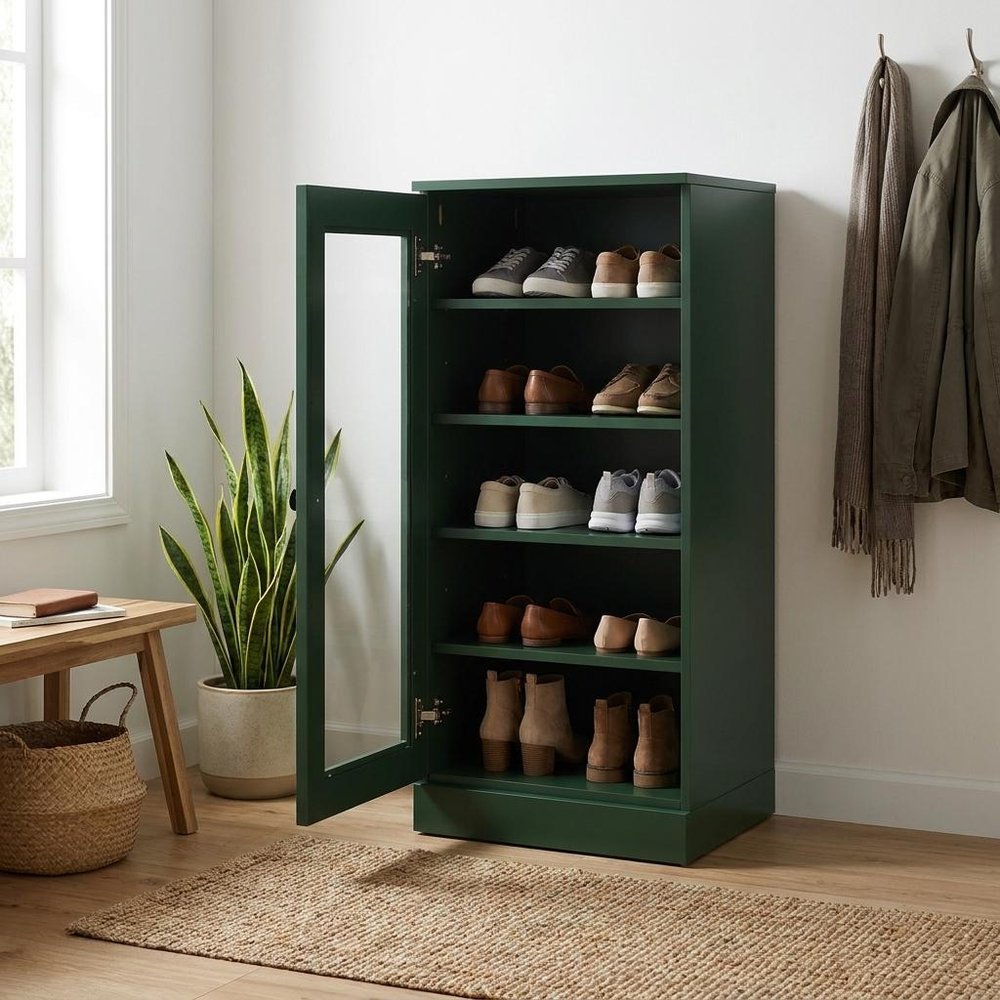 Green Ten Pair Solid WoodShoe Storage Cabinet — view 4