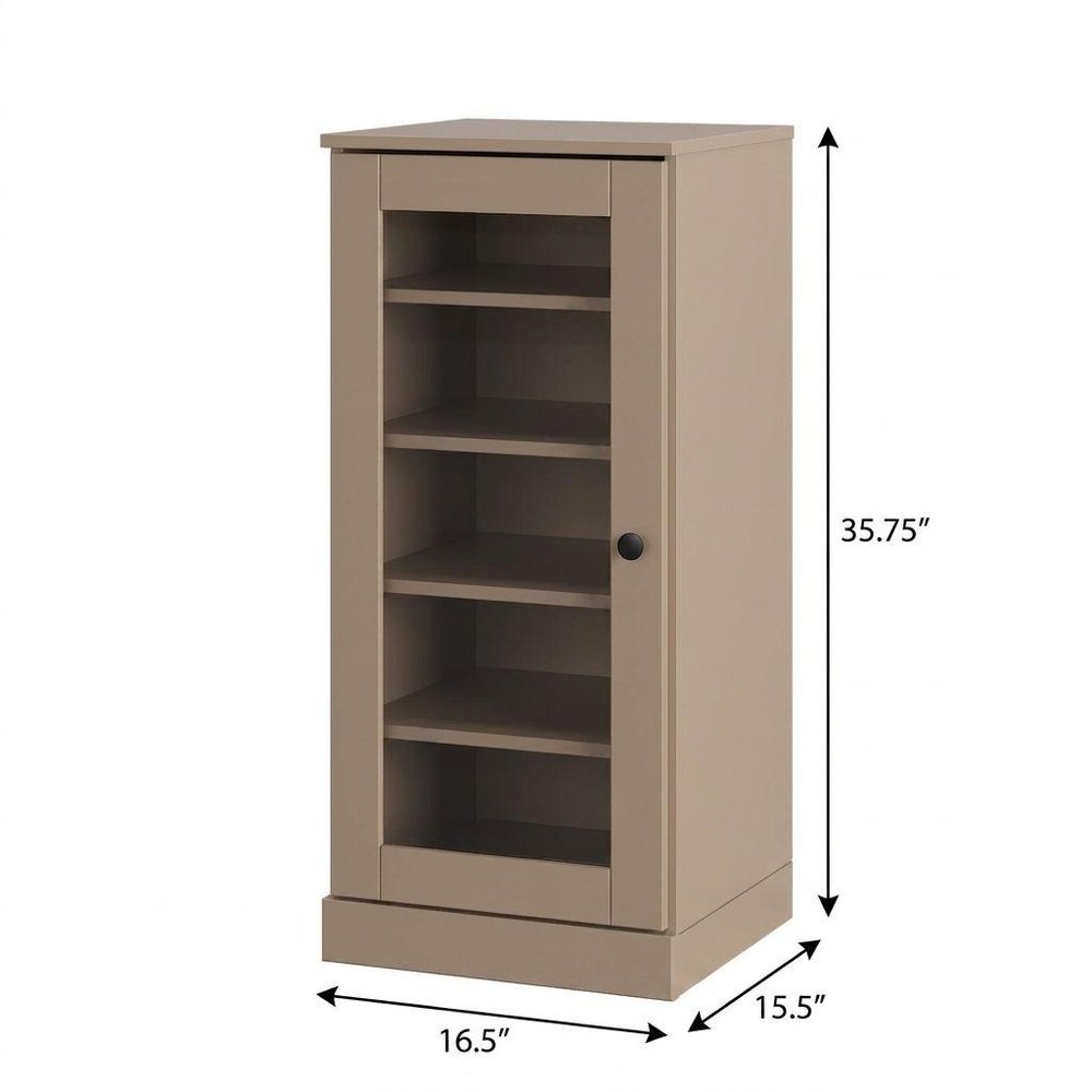 Beige Ten Pair Solid WoodShoe Storage Cabinet — view 3