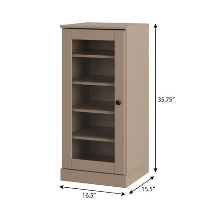 Beige Ten Pair Solid WoodShoe Storage Cabinet
