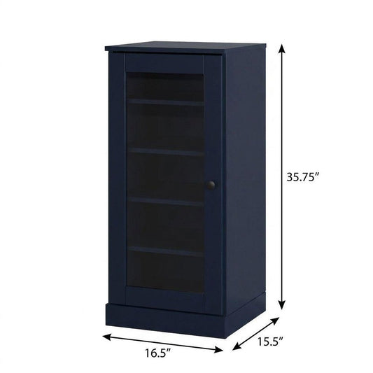 Navy Blue Ten Pair Solid WoodShoe Storage Cabinet
