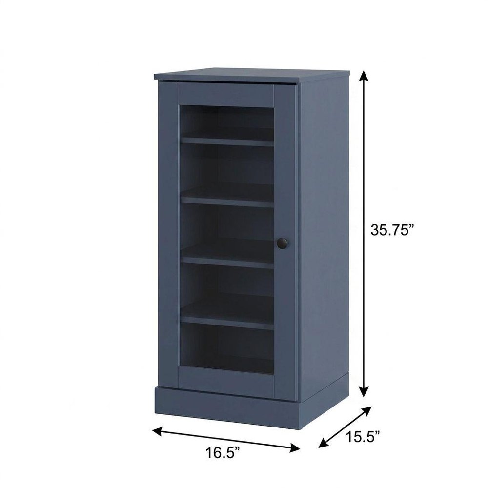 French Blue Ten Pair Solid WoodShoe Storage Cabinet — view 3