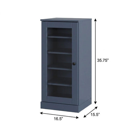 French Blue Ten Pair Solid WoodShoe Storage Cabinet