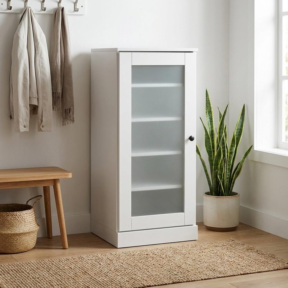 White Ten Pair Solid WoodShoe Storage Cabinet — view 4