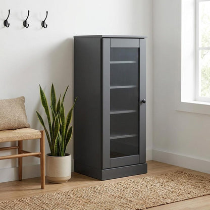 Gray Ten Pair Solid WoodShoe Storage Cabinet HomeRoots
