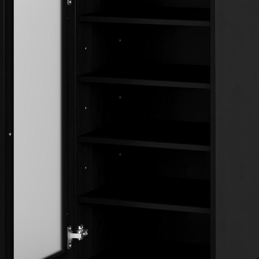 Black Ten Pair Solid WoodShoe Storage Cabinet