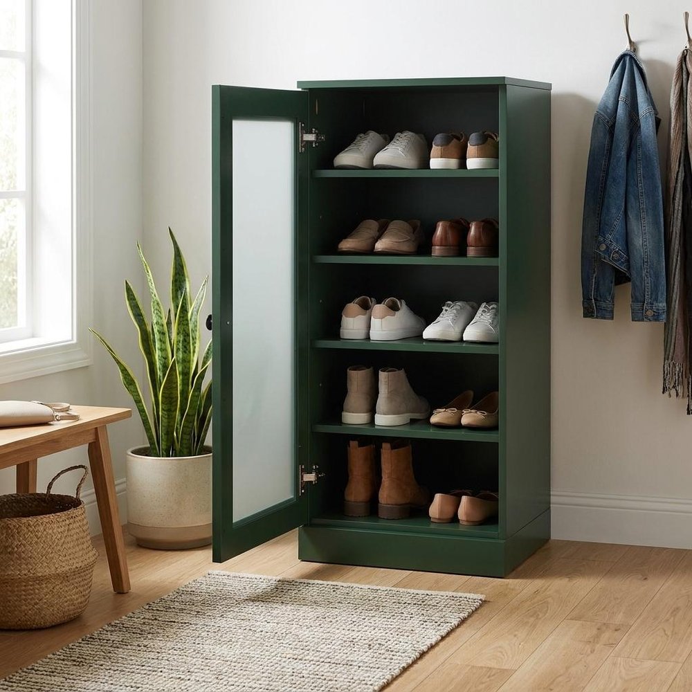Green Ten Pair Solid WoodShoe Storage Cabinet HomeRoots