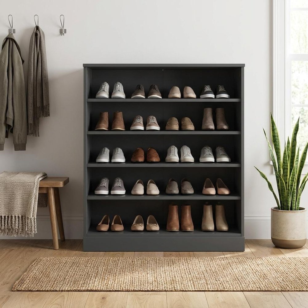 Gray Twenty Pair Solid WoodShoe Storage Cabinet — view 1