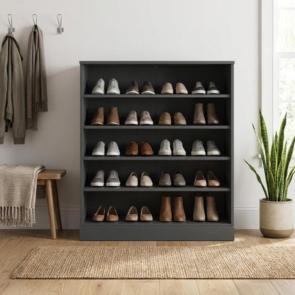 Gray Twenty Pair Solid WoodShoe Storage Cabinet HomeRoots