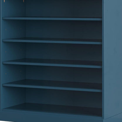 Teal Blue Twenty Pair Solid WoodShoe Storage Cabinet