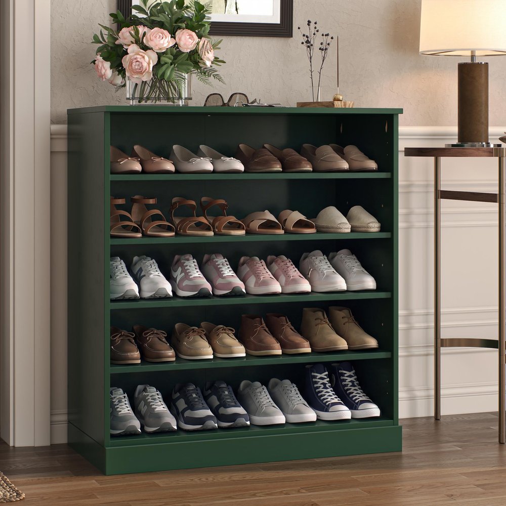 Green Twenty Pair Solid WoodShoe Storage Cabinet — view 2