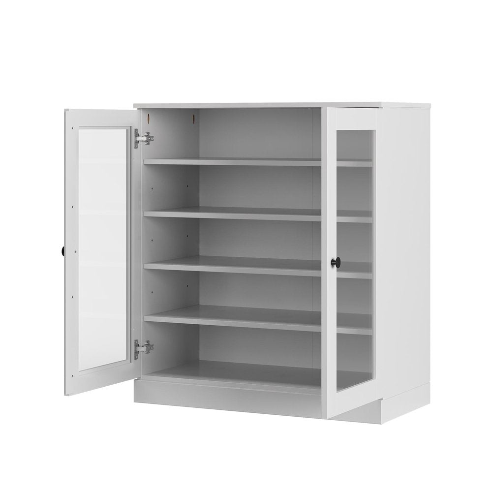 White Twenty Pair Solid WoodShoe Storage Cabinet HomeRoots