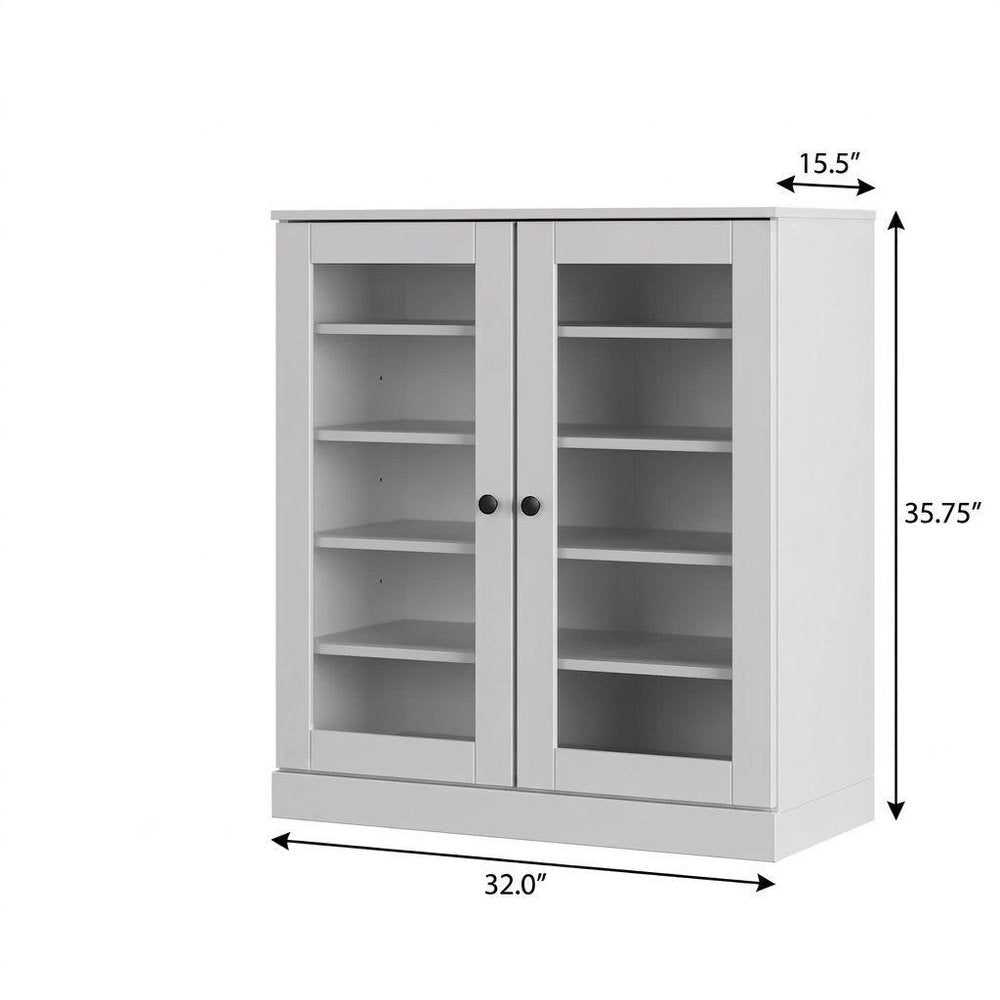 White Twenty Pair Solid WoodShoe Storage Cabinet — view 3