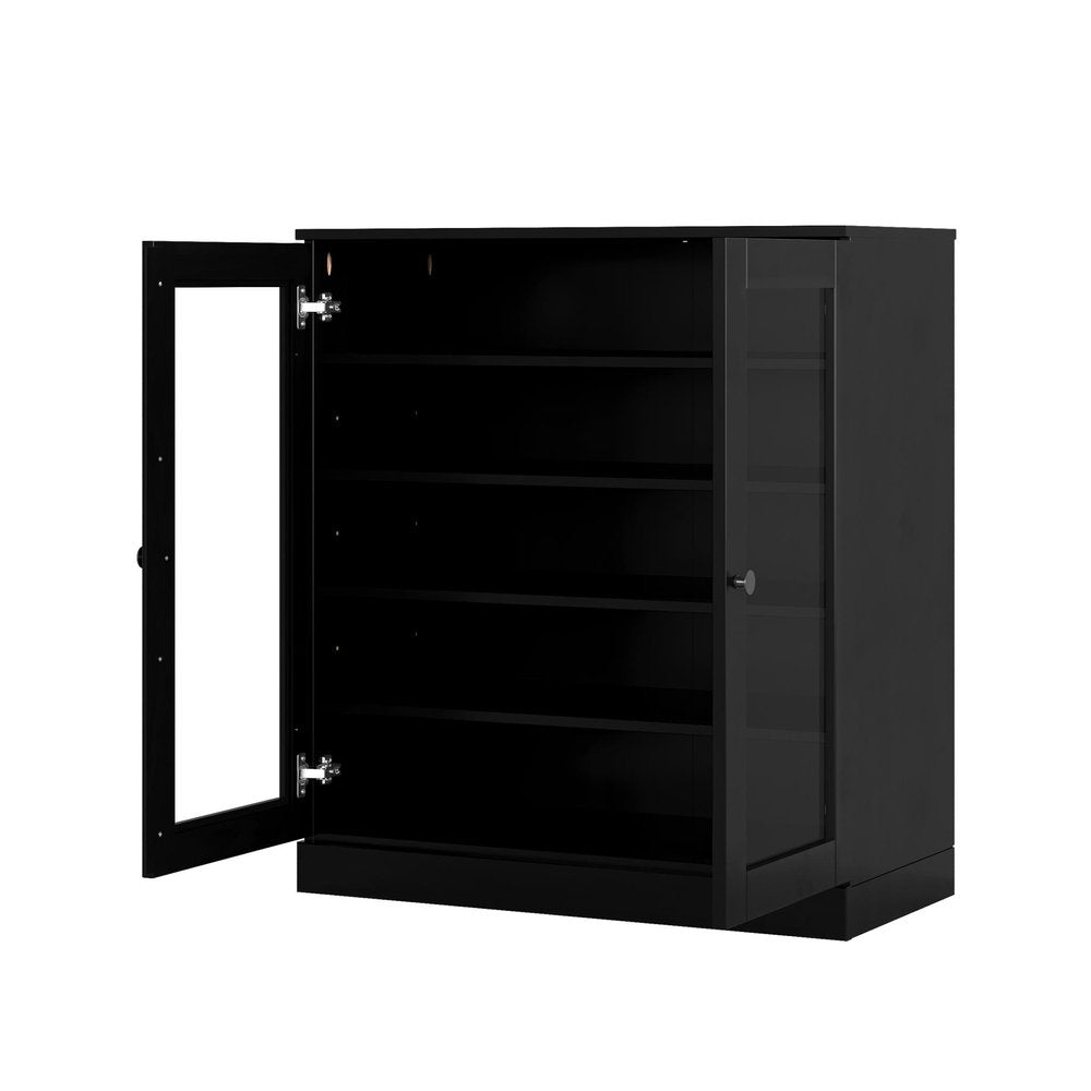Black Twenty Pair Solid WoodShoe Storage Cabinet — view 2