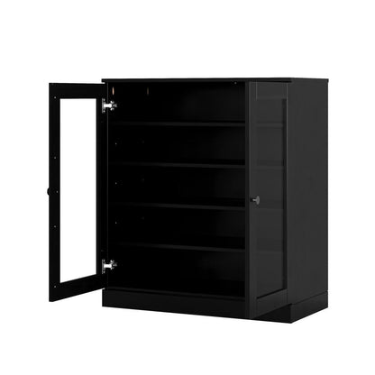 Black Twenty Pair Solid WoodShoe Storage Cabinet HomeRoots