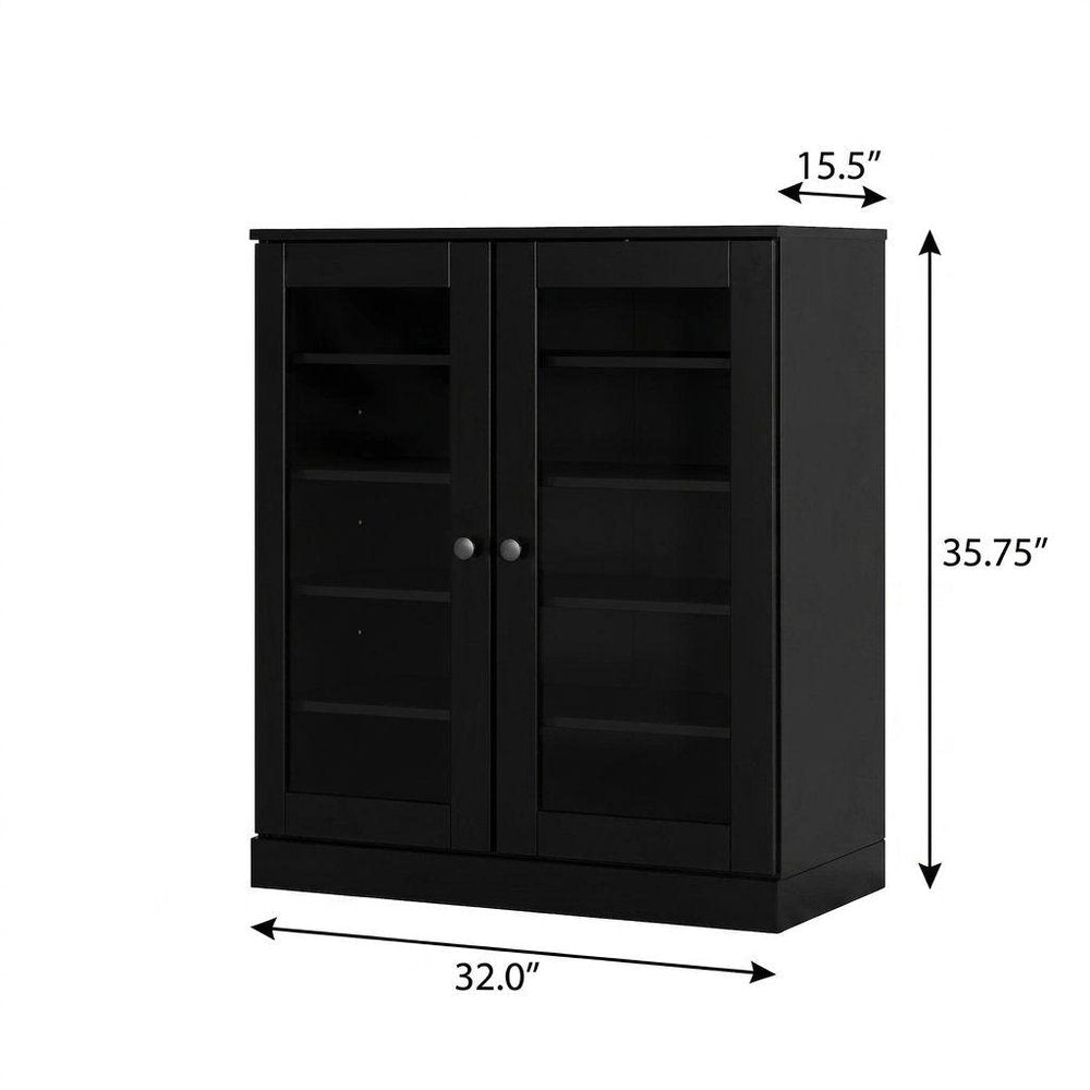 Black Twenty Pair Solid WoodShoe Storage Cabinet — view 3