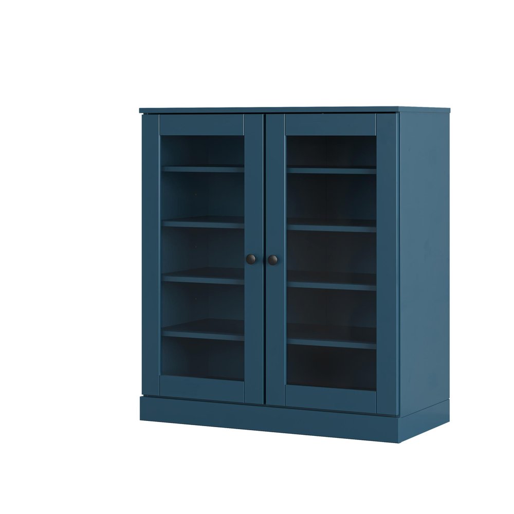 Teal Blue Twenty Pair Solid WoodShoe Storage Cabinet — view 2