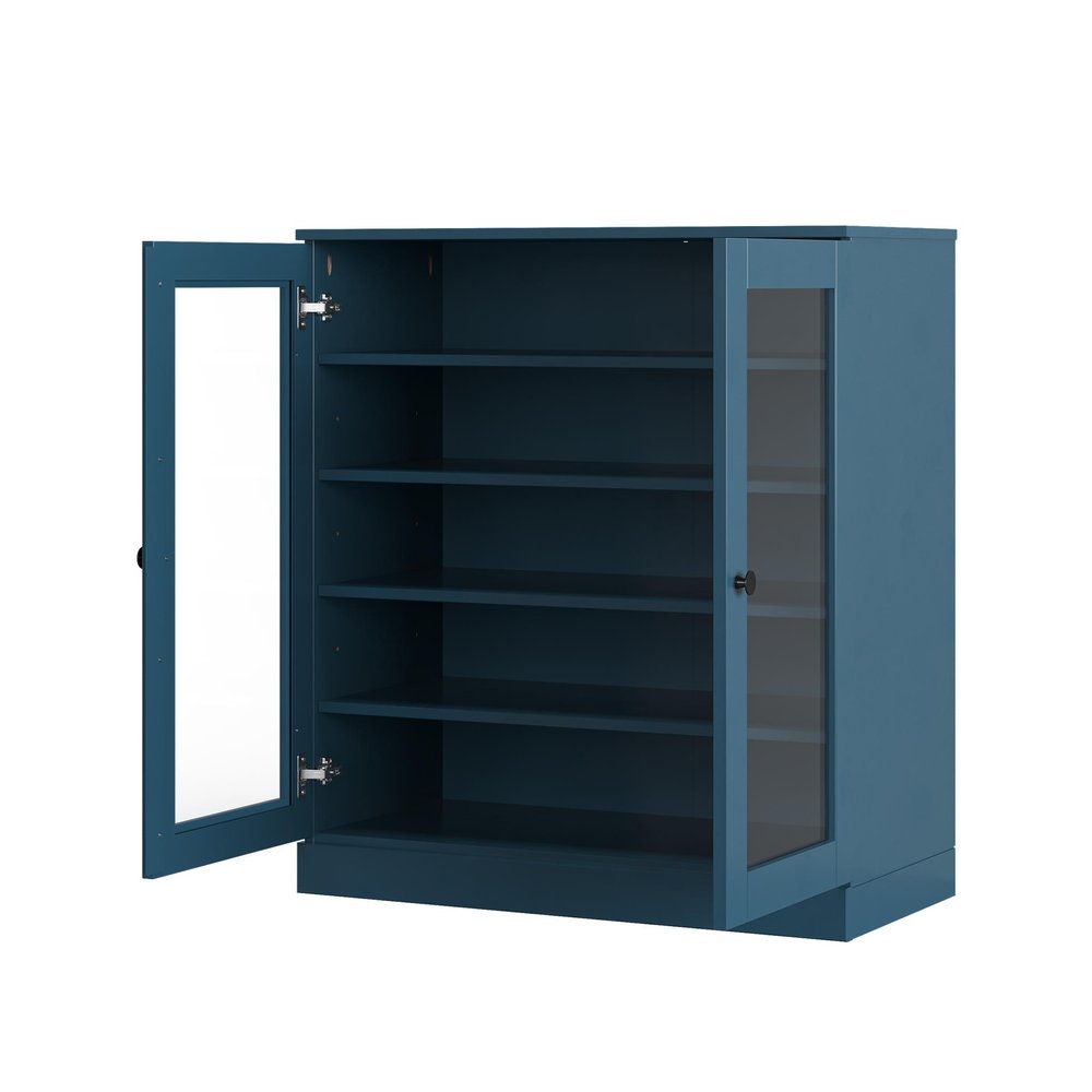 Teal Blue Twenty Pair Solid WoodShoe Storage Cabinet HomeRoots