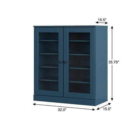 Teal Blue Twenty Pair Solid WoodShoe Storage Cabinet HomeRoots