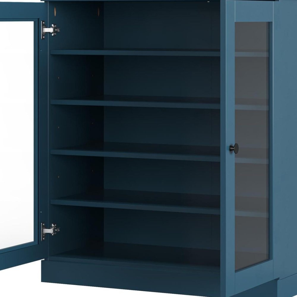 Teal Blue Twenty Pair Solid WoodShoe Storage Cabinet HomeRoots