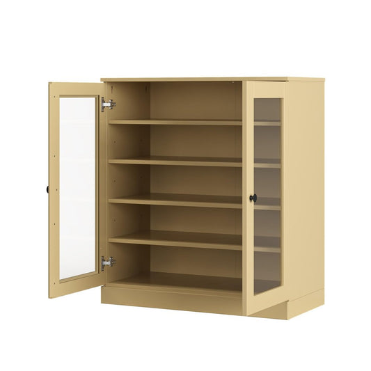 Yellow Twenty Pair Solid WoodShoe Storage Cabinet