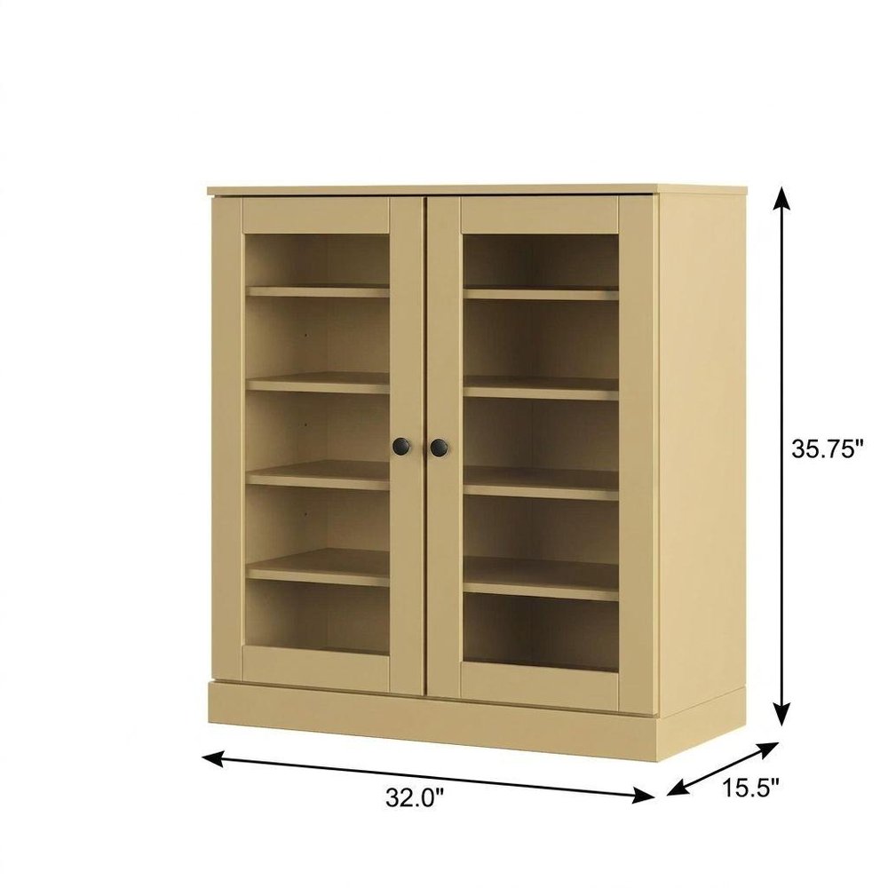 Yellow Twenty Pair Solid WoodShoe Storage Cabinet — view 3