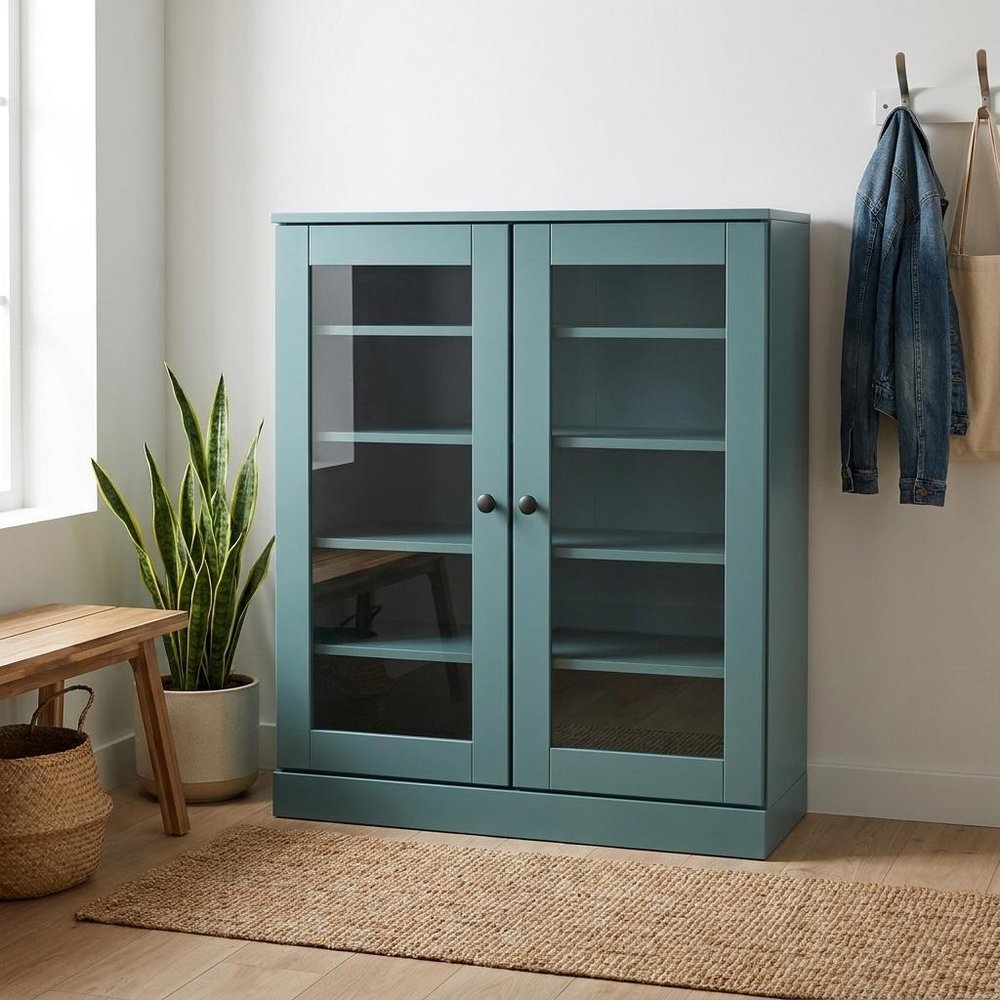 Aqua Twenty Pair Solid WoodShoe Storage Cabinet HomeRoots