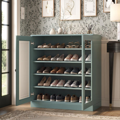 Aqua Twenty Pair Solid WoodShoe Storage Cabinet HomeRoots