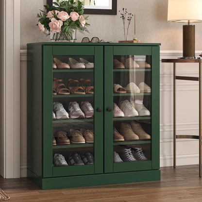 Green Twenty Pair Solid WoodShoe Storage Cabinet HomeRoots