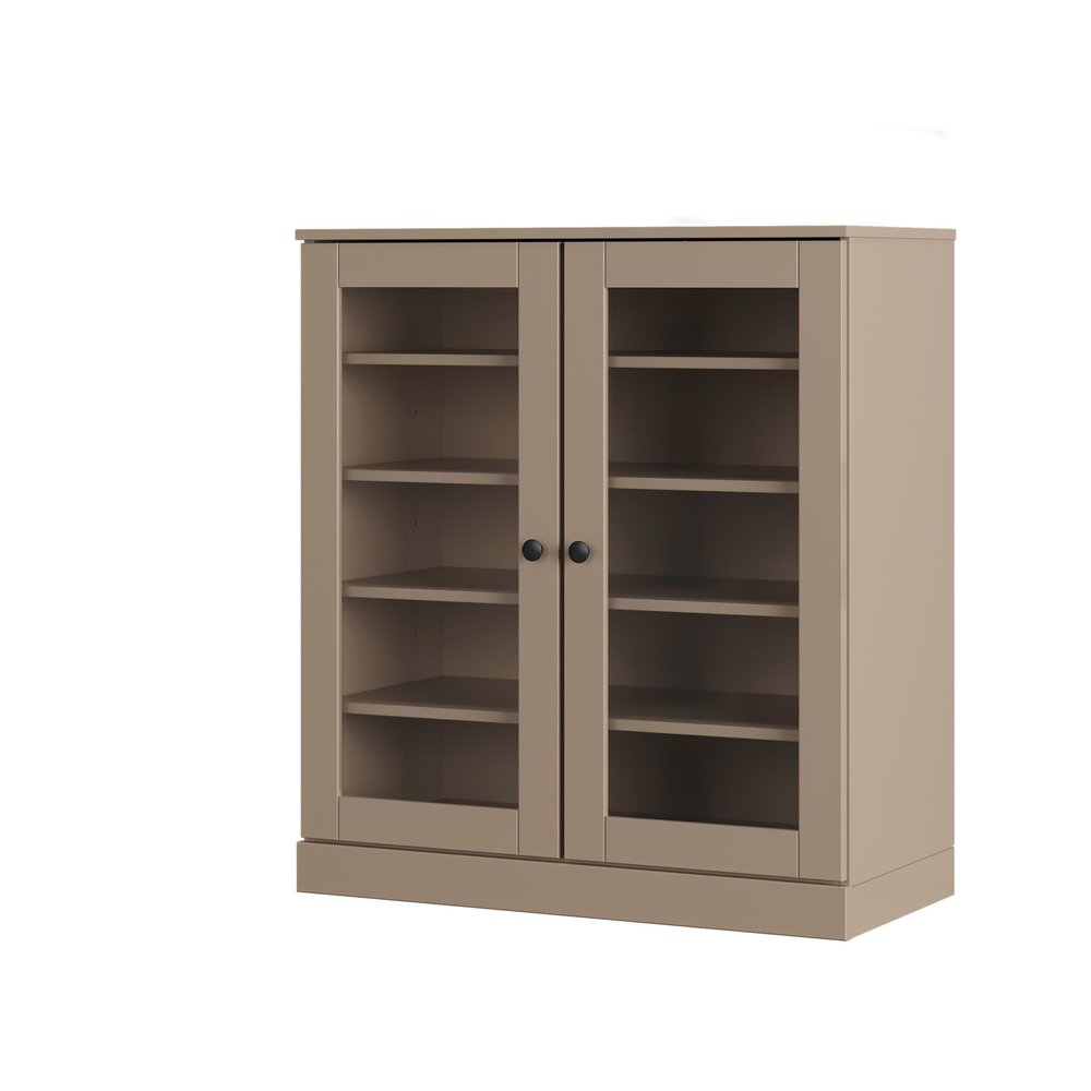 Beige Twenty Pair Solid WoodShoe Storage Cabinet — view 1