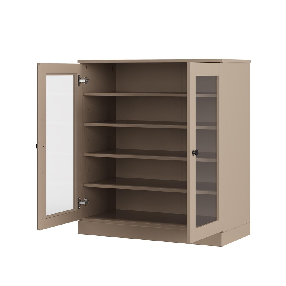 Beige Twenty Pair Solid WoodShoe Storage Cabinet — view 2