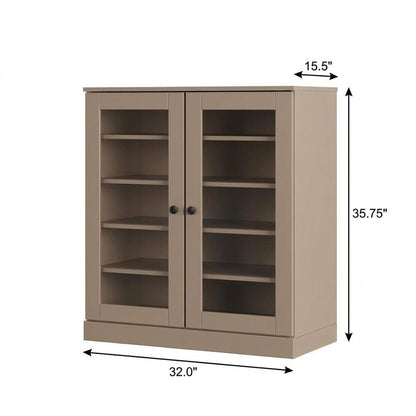 Beige Twenty Pair Solid WoodShoe Storage Cabinet