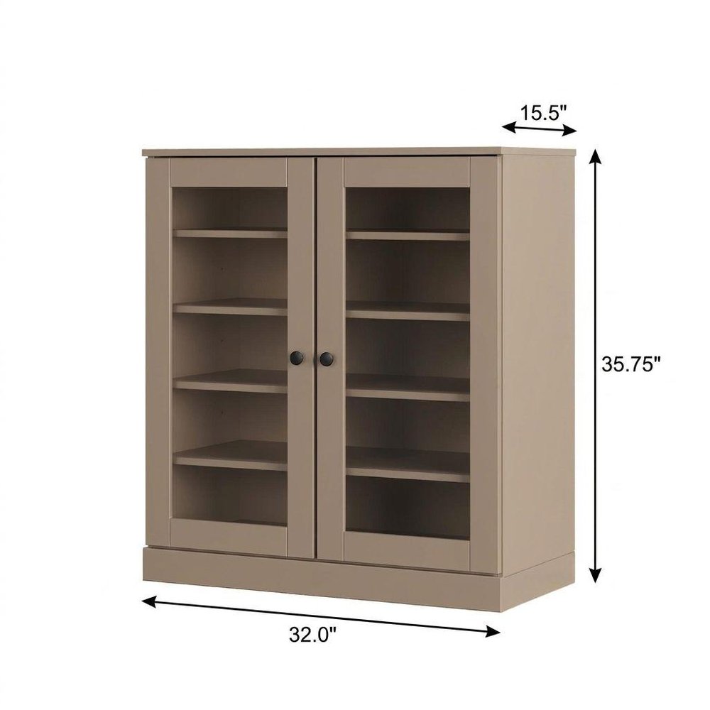 Beige Twenty Pair Solid WoodShoe Storage Cabinet HomeRoots