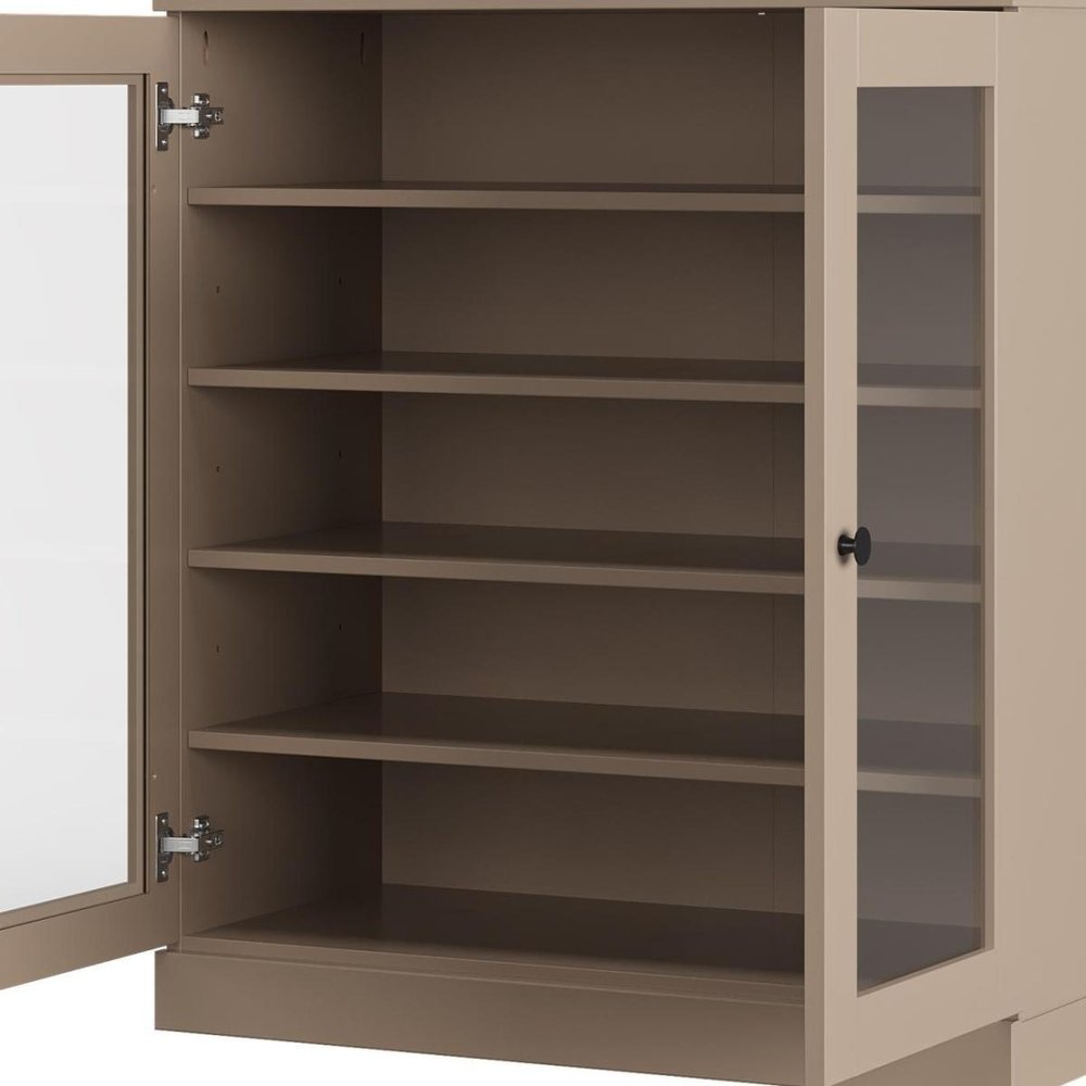 Beige Twenty Pair Solid WoodShoe Storage Cabinet — view 4