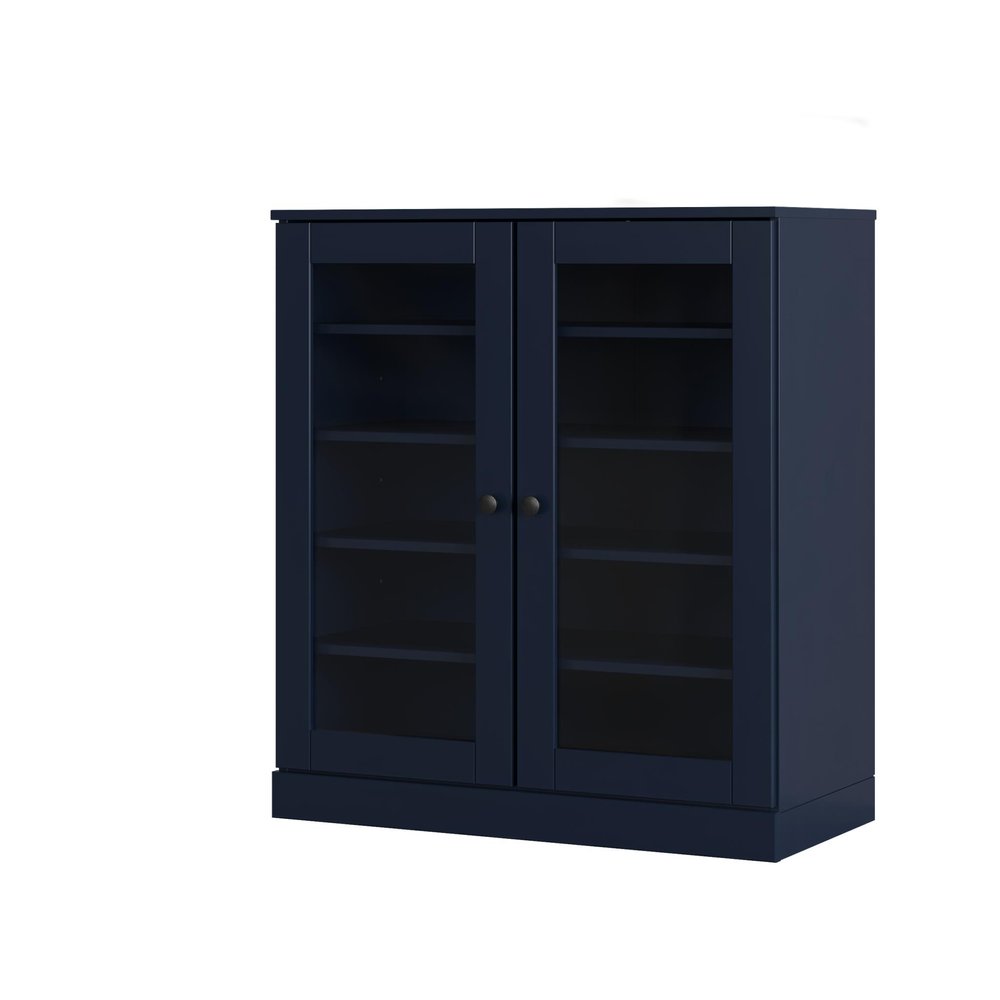 Navy Blue Twenty Pair Solid WoodShoe Storage Cabinet HomeRoots