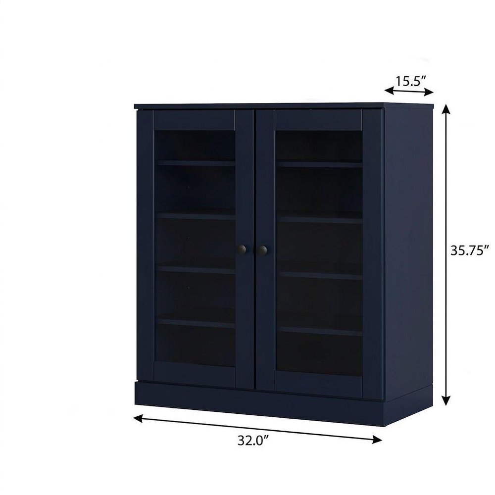 Navy Blue Twenty Pair Solid WoodShoe Storage Cabinet HomeRoots
